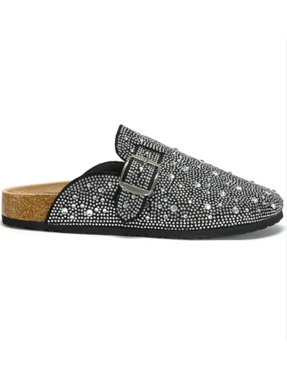 AZALEA WANG Rhinestone Huckleberry Mules Slip On Shoes